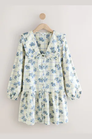 Next Frill Collar Tiered Boho 100% Cotton Mini Dress42tall