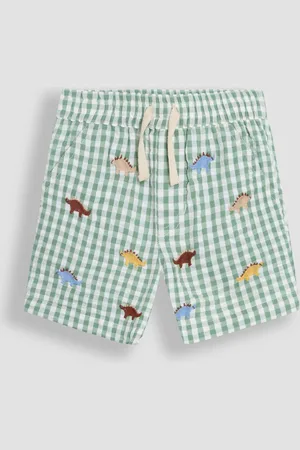 JoJo Maman Bébé Dino Embroidered Gingham Shorts110116 cm