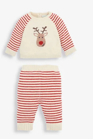 JoJo Maman Bébé Reindeer Knitted Baby SetDo 3 miesięcy (50