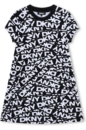 DKNY Czarna sukienka z nadrukiem z logo10 lat (140 cm)