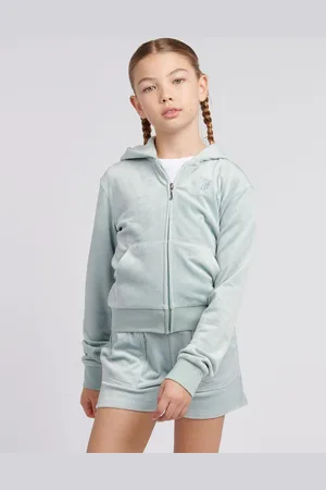 Juicy Couture Pink Girls Tonal Velour Zip Up Hoodie140146 cm