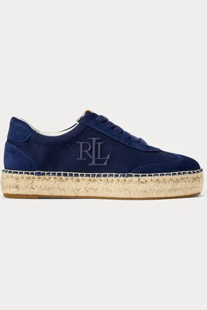 Ralph Lauren Kids Blue Luize Canvas Suede TrainersEU 42 (UK 8)
