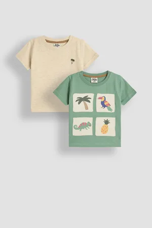 JoJo Maman Bébé Graphic 100% Cotton Printed & Plain T-Shirts 2 Pack104110 cm