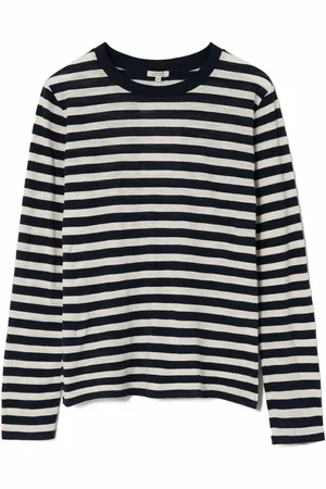 Jigsaw Stripe Long Sleeve 100% Cotton T-ShirtS