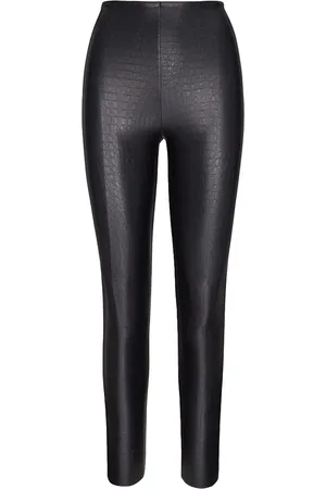 Commando Faux Leather Croc Black LeggingsM