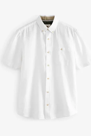 Next Linen Blend Short Sleeve 100% Cotton Oxford ShirtXL