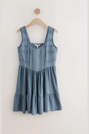 Next Embroidery Corset Waist Mini 100% Cotton Dress38