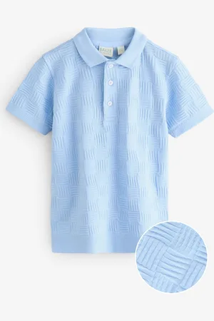 Ted Baker Blue Textured 100% Cotton Polo Shirt116122 cm