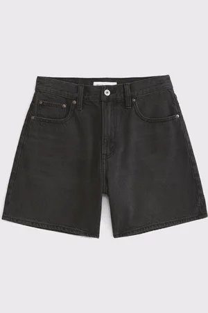 Abercrombie & Fitch High Rise Loose Denim Black Shorts With Clean Hem44