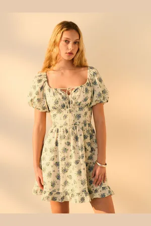 Next 100% Cotton Puff Sleeve Milkmaid Mini DressEU 38 (UK 10)