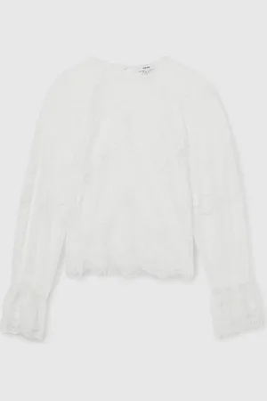 Reiss Emilia Lace Flared-Cuff Blouse36
