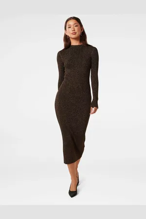 Forever New Eliza Ribbed Column Midi Dress40