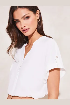 Lipsy London Utility V-Neck Short Roll Sleeve Top40