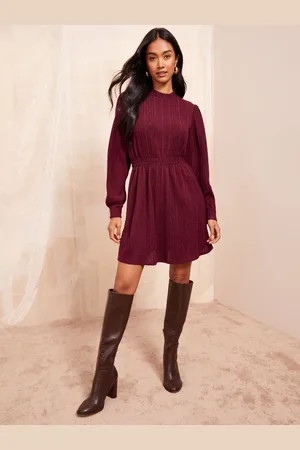 Friends Like These Cosy High Neck Shirred Waist Mini Dress36