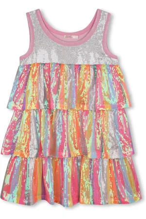 Billieblush Pink Multicolour Sequin Stripe Tiered Party Occasion Dress5 lat (110 cm)