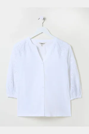 Fat Face FatFace Broderie 100% Cotton Jersey ShirtEU 42 (UK 14)
