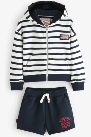Superdry Stripe Classic Flag Zip Through Hoodies and Short Set98104 cm