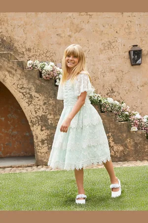 Angel & Rocket Anabelle Mint Lace Tiered Dress4 lat (104 cm)