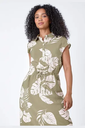Roman Tropical Print Shirt Dress42