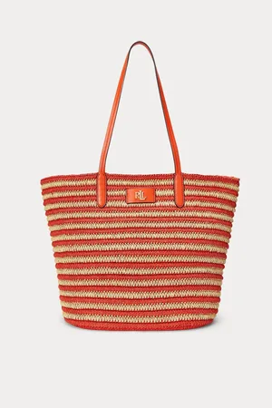 Ralph Lauren Brie Stripe Straw Tote BagJeden