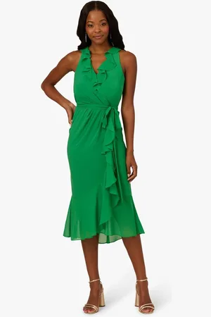 Adrianna Papell Green Surplice Combo Dress38