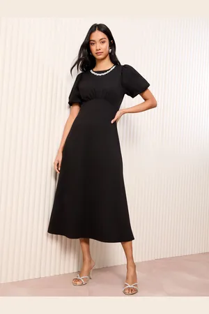 Friends Like These Scuba Midi Dress With Diamante Necklace Trim40
