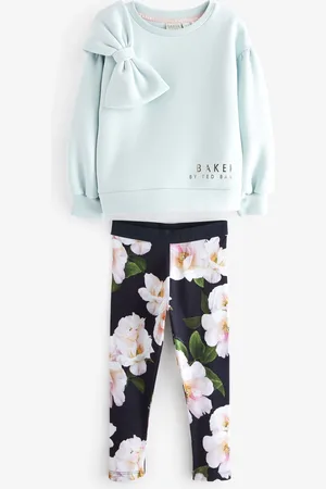 Ted Baker Zestaw ze swetrem z kokardą i legginsami z motywem kwiatowym, w 100% z bawełny13 lat (158 cm)