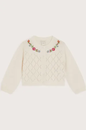 Monsoon Baby Floral Pointelle Knit 100% Cotton Cardigan12