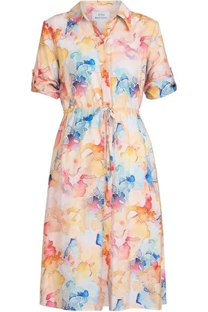 Gina Bacconi Orange Aubree Shirt DressS