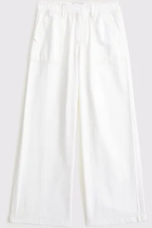 Abercrombie & Fitch Blue High Rise Pull On Wide Leg 100% Cotton Trousers122128 cm