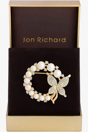 Jon Richard Pearl Butterfly Wreath Brooch Gift BoxesJeden