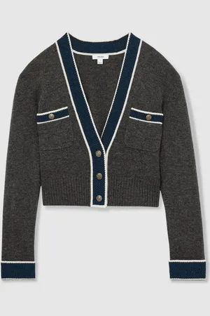 Reiss Eloise Wool-Cashmere Tipped V-Neck CardiganM
