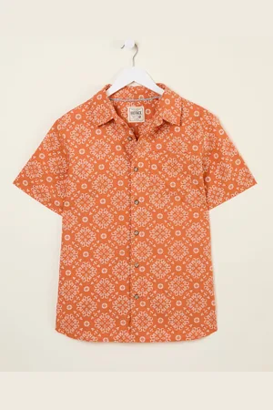 Fat Face FatFace Short Sleeve Tile Print 100% Cotton ShirtM