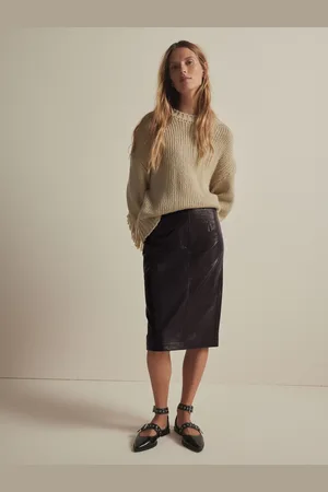 Next Faux Leather Knee Skirt38 XL wysoki