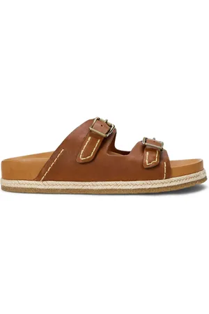 Ralph Lauren Brown Turbach Double Strap Suede Sandalsuk10eu44