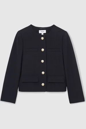 Reiss Nola Cropped Wool Single Breasted Jacket42