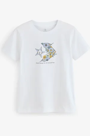 Converse 100% Cotton White Star Chevron Graphic T-ShirtM