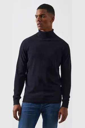 French Connection Blue Roll Neck Knit JumperS