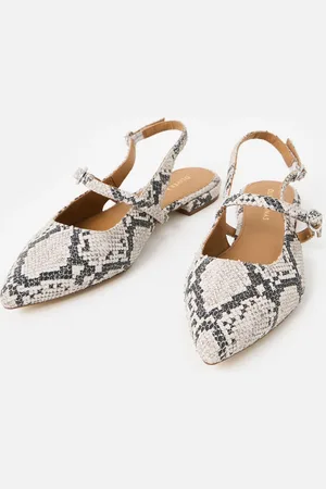 Oliver Bonas Mary Jane Snake Print Leather Slingbacks ShoesEU 40 (UK 7)