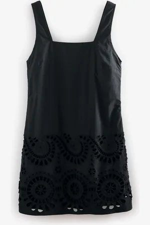 Next Square Neck 100% Cotton Embroidered Mini Dress52