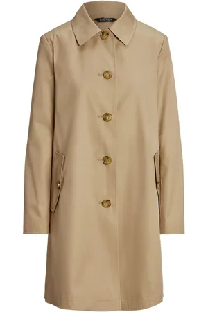 Ralph Lauren Hooded Cotton-Blend Balmacaan Brown CoatXL