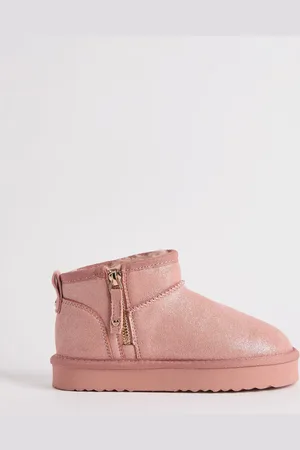 Lipsy London Flatform Mule Side Zip Faux Fur Suede Lined Ultra Soft BootieEU 37 (UK 4)