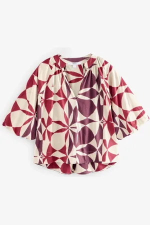 Next 100% Cotton Volume Sleeve V-Neck BlouseEU 46 (UK 18)