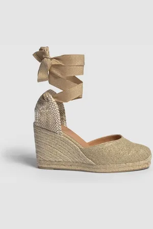 Castaner Nude Wedge Heel Ankle Strap Leather Espadrille Sandalseu38