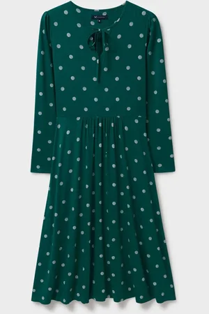J.Crew Company Green Rita Polka Dot Tie-Detail Dress38