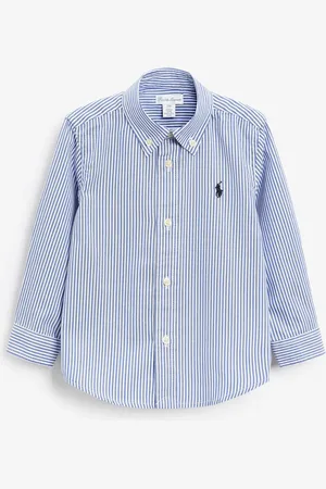 Ralph Lauren Niebiesko-biała koszula oxford dla niemowląt w paski z 100% bawełny18 Months (86cm)