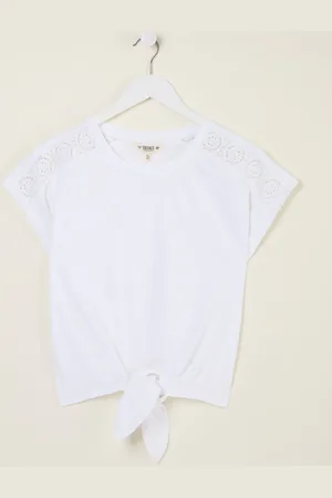 Fat Face FatFace Lace Tie Front T Shirt44