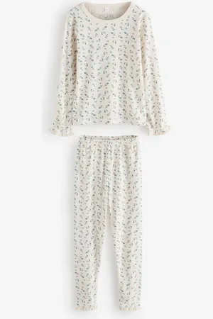 Mori Cream Floral Print Frill Pyjamas Set8692 cm