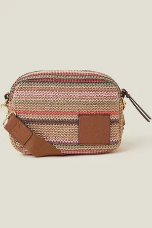 Accessorize Small Stripe Raffia Cross-Body BagJeden
