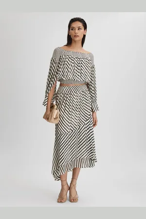 Reiss Dani Striped Panelled Midi Skirt40